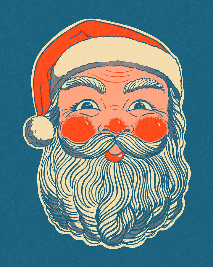 Christmas Drawing - Face of Santa Claus by CSA Images