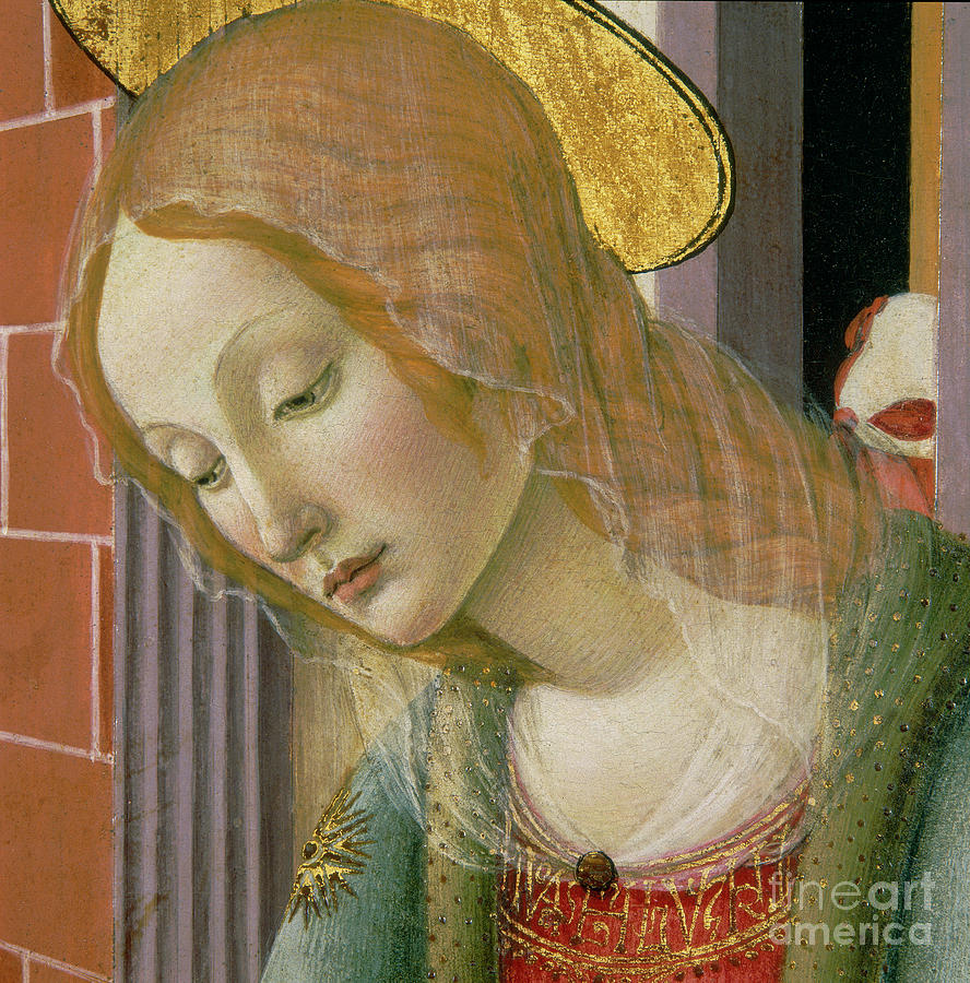 Face Of The Virgin, Detail Painting by Francesco Botticini