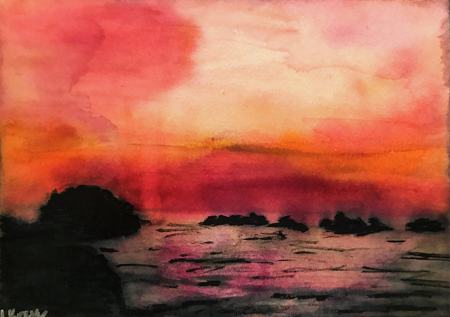 Beach Sunset Mixed Media - Face Rock Sunset by Lisa Beth McKinney