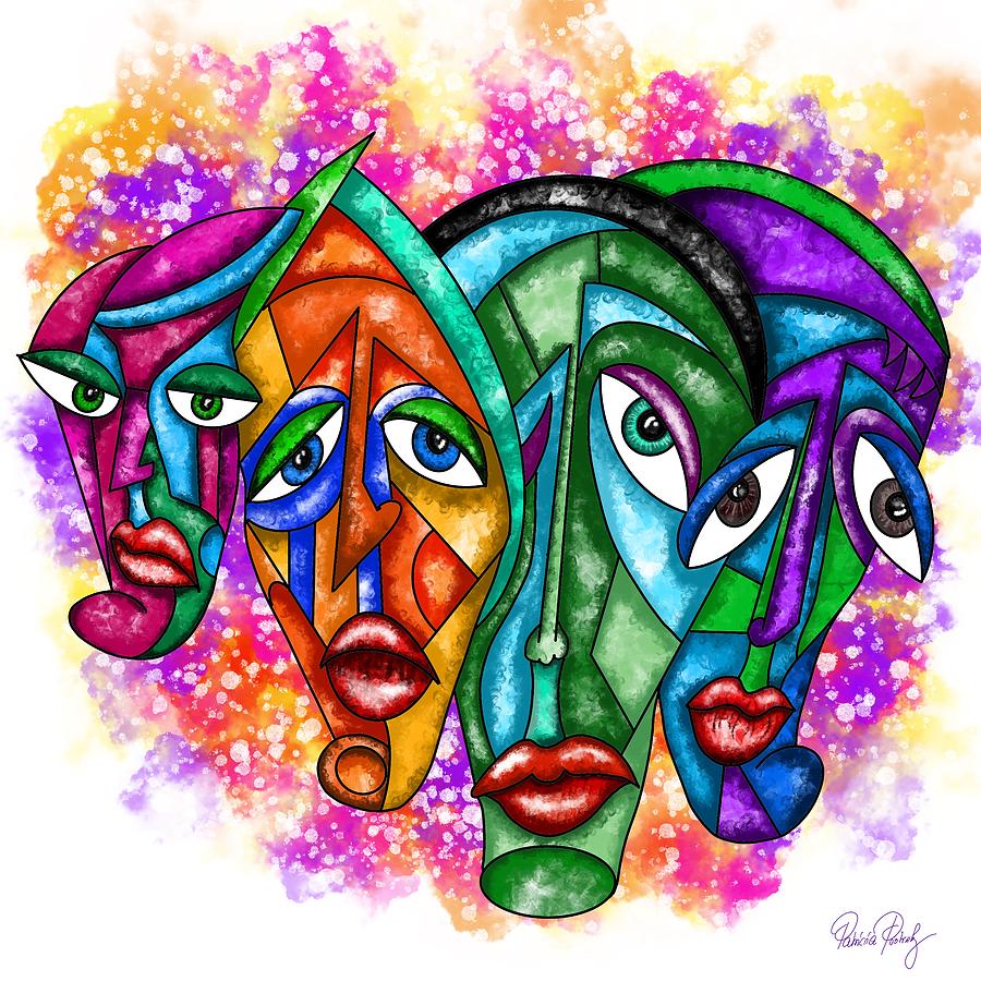 Faces - Abstract Painting Painting by Patricia Piotrak