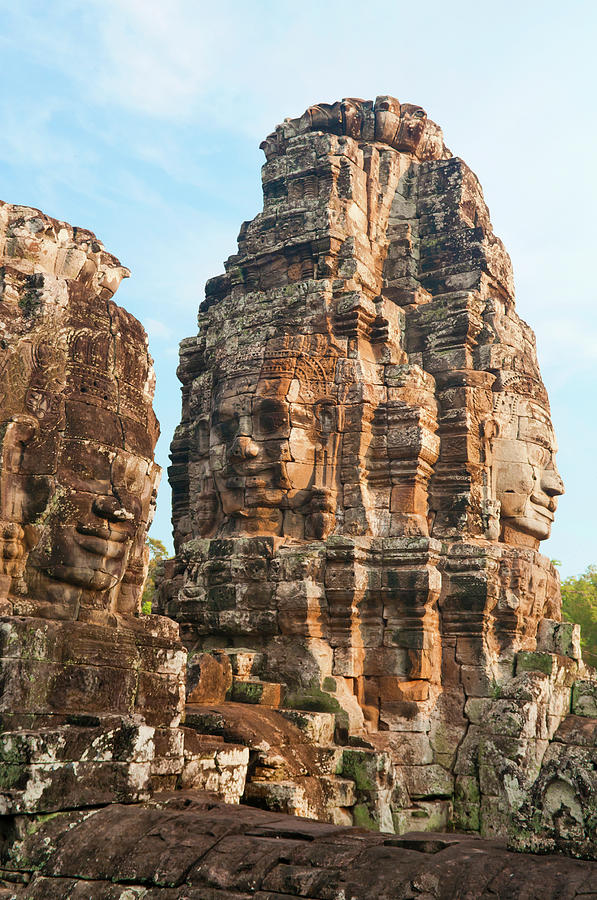 Faces On Bayon Temple Cambodia Photograph by Leezsnow