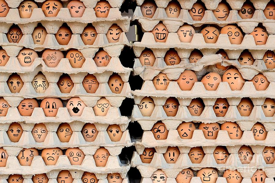 Love Photograph - Faces On The Eggs. Differences Faces by Kemal Taner Love Photograph - Faces On The Eggs. Differences Faces by Kemal Taner