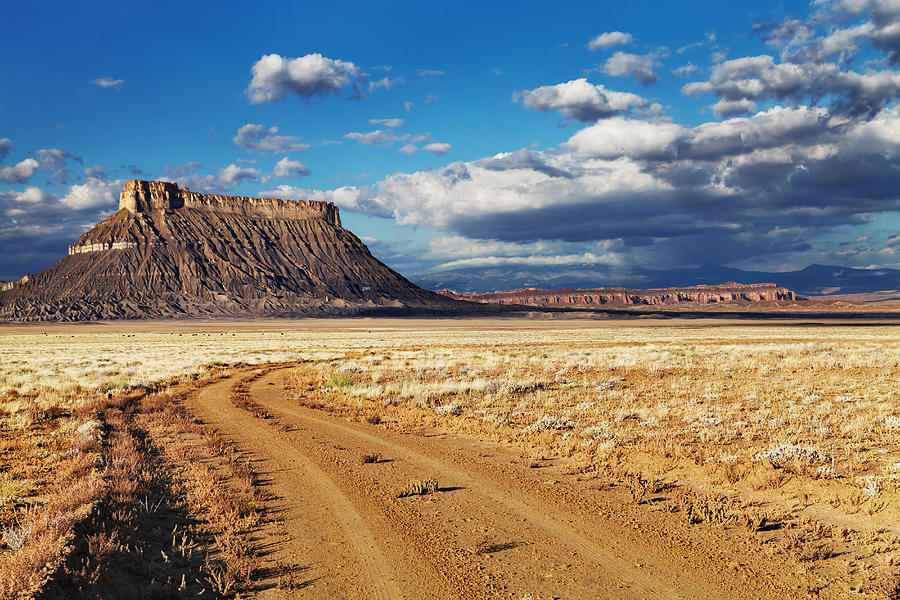 Mountain Photograph - Factory Butte, Isolated Flat-topped by DPK-Photo