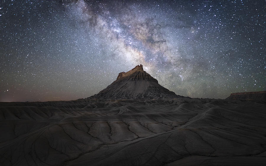 Desert Photograph - Factory Butte Under The Night Sky by Michael Zheng