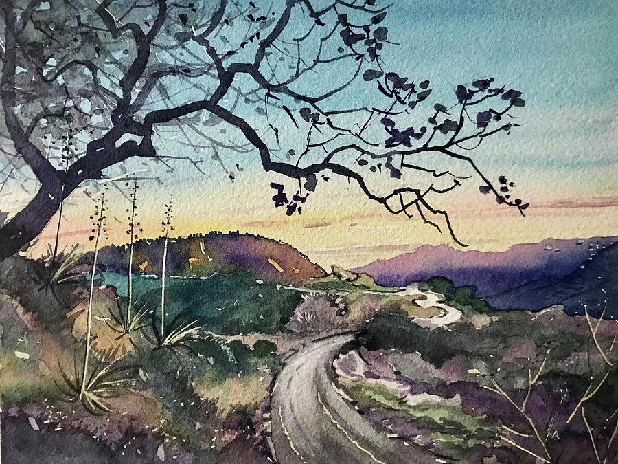 Santa Monica Painting - Fading Light on the Trail - Topanga by Luisa Millicent