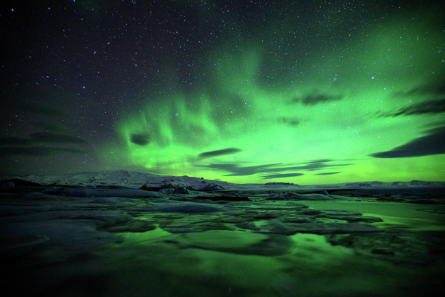 Fading Northern Lights Jokulsarlon Photograph by By Chakarin ...
