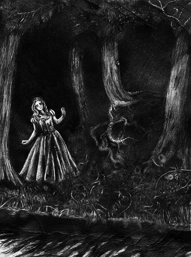 Fae In The Dark Woods Painting