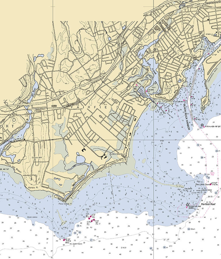 Fairfieldconnecticut Nautical Chart Mixed Media by Sea Koast Fine