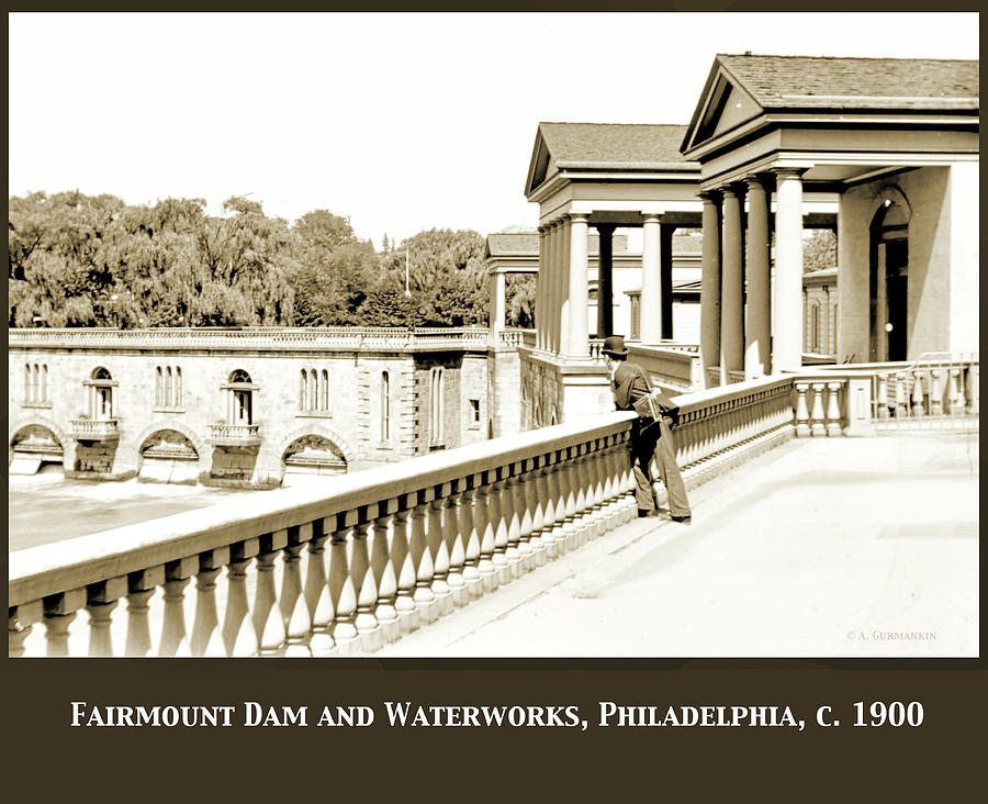 Fairmount Dam and Waterworks, Philadelphia, c. 1900 Photograph by A Macarthur Gurmankin