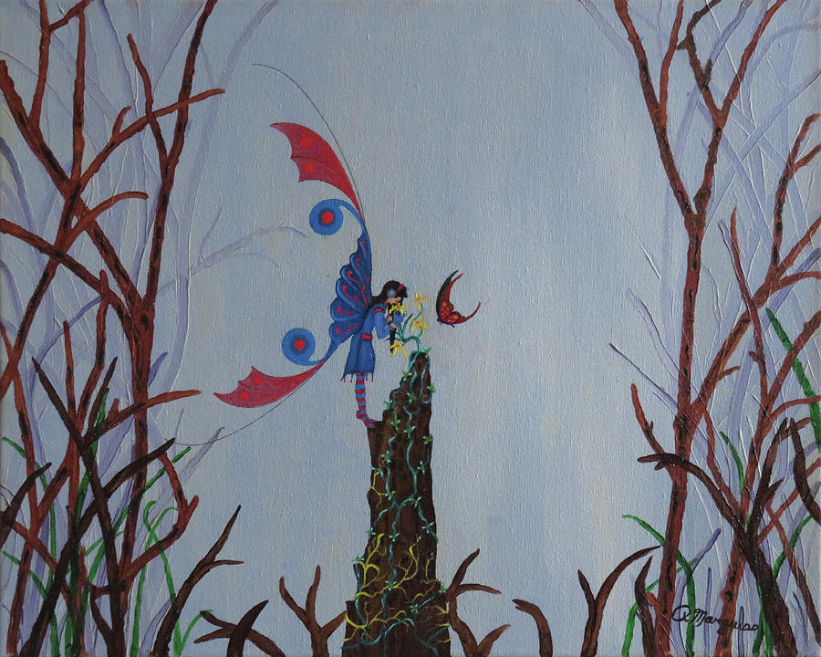 Fairy Painting - Fairy and Butterfly by Robert Marquiss Fairy Painting - Fairy and Butterfly by Robert Marquiss
