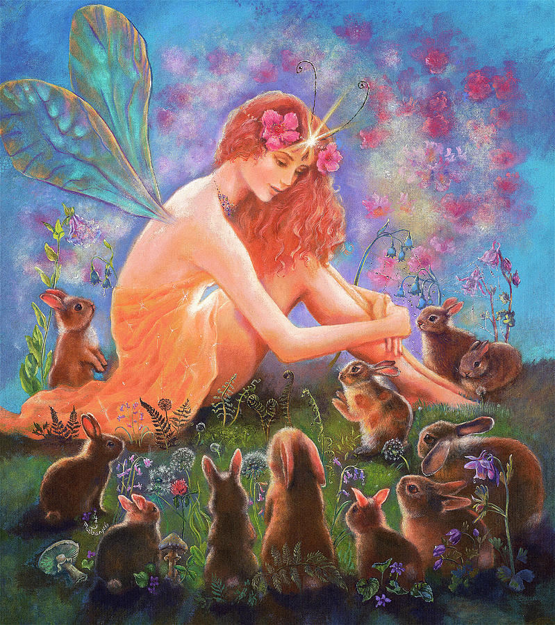 Animal Painting - Fairy And The Velveteen Rabbit by Judy Mastrangelo