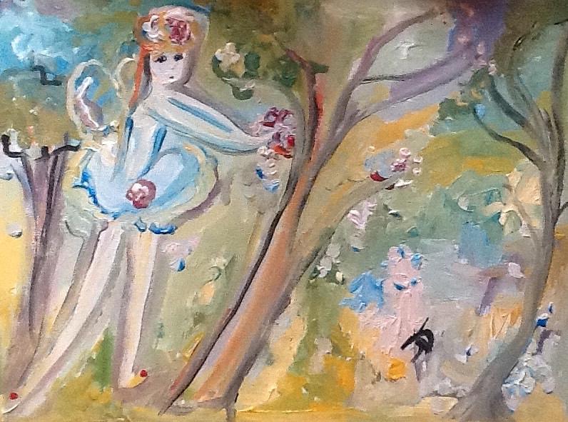 Fairy In Rose Slippers Painting