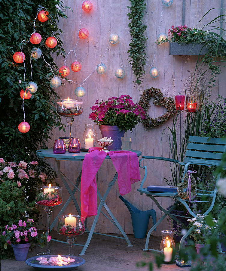 Fairy Lights Made Of Tissue Paper Balls With Roses Decoration Photograph by Friedrich Strauss