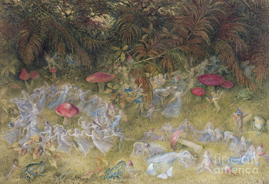 Fairy Rings And Toadstools, 1875 Painting by Richard Doyle