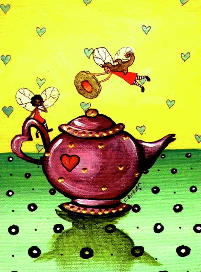 Tea Painting - Fairy Teapot by Cherie Roe Dirksen