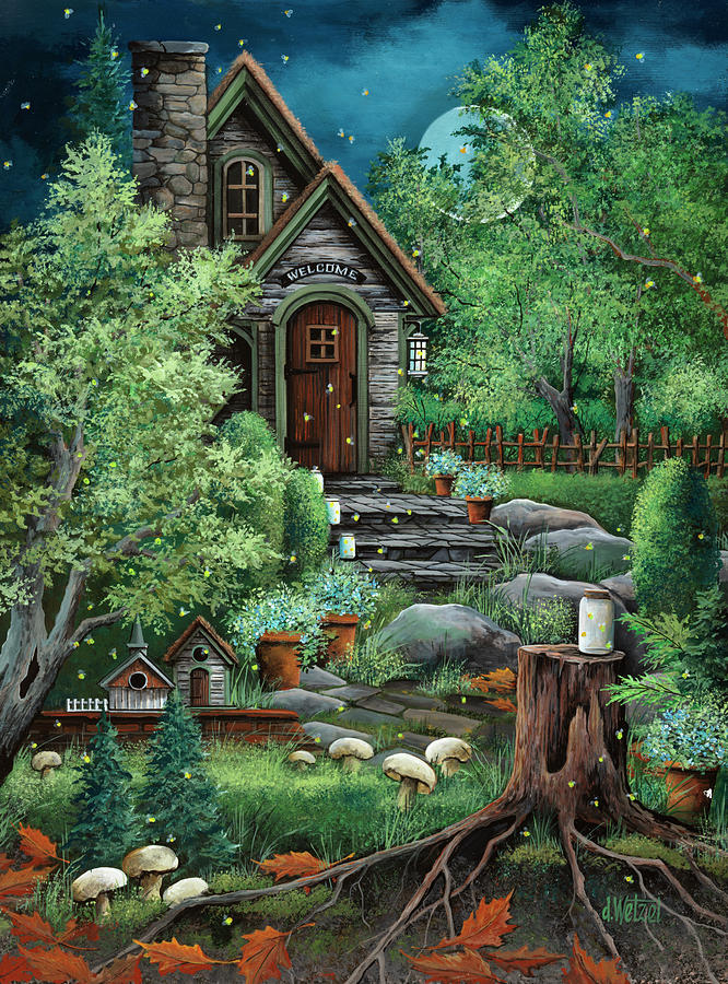 Fairy Painting - Fairyland And Fireflies by Debbi Wetzel