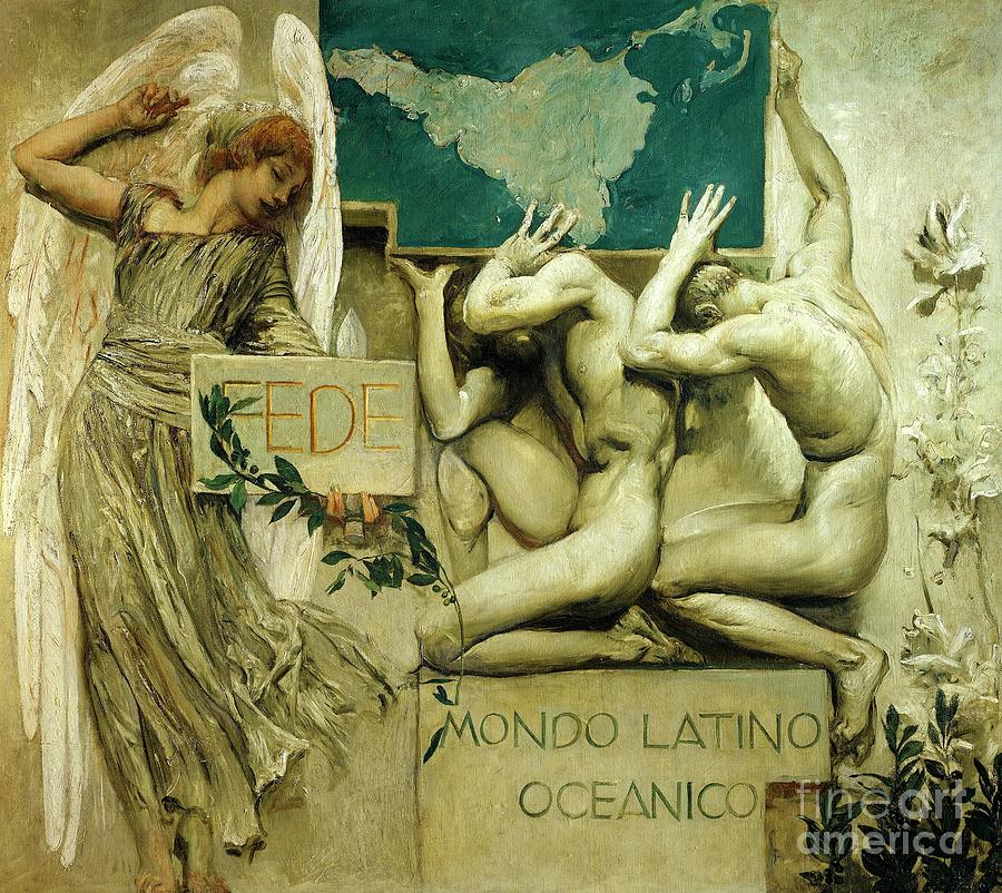 Faith, Latin Oceanic World, 1924 By Giulio Aristide Sartorio Painting by Giulio Aristide Sartorio