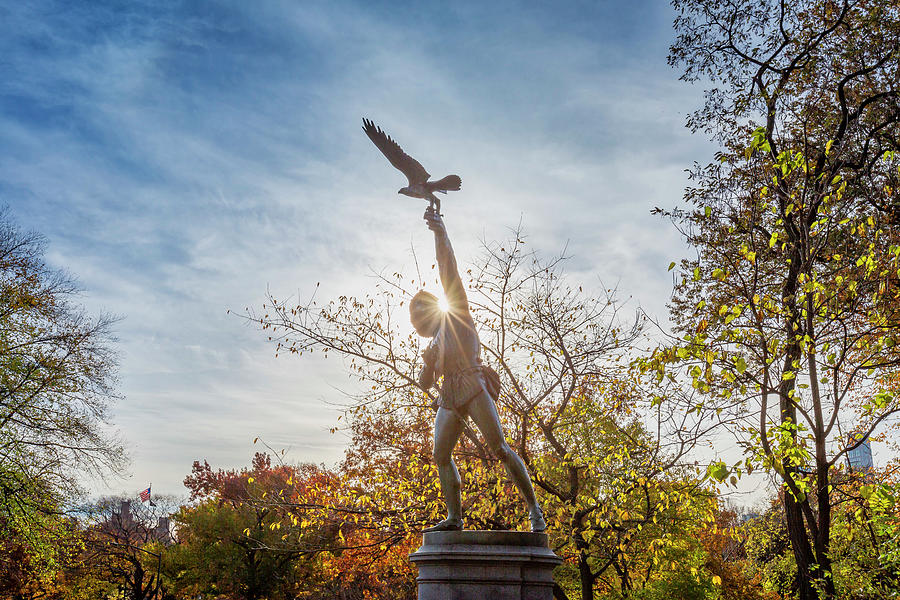 Falconer Statue In Central Park Digital Art by Claudia Uripos