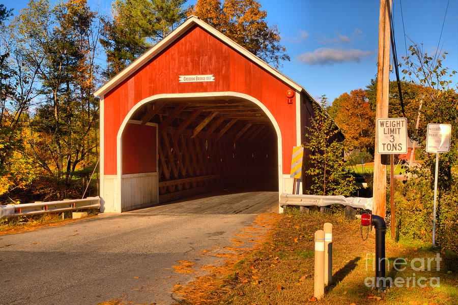 Fall Afternoon At The Cresson Covered Bridge Photograph by Adam Jewell