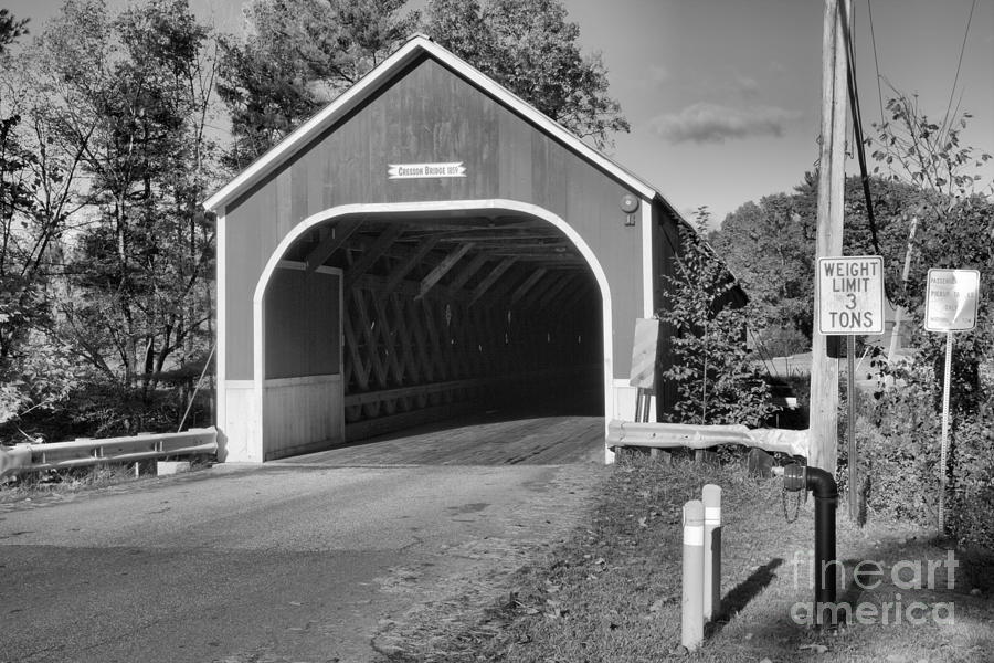 Fall Afternoon At The Cresson Covered Bridge Black And White Photograph by Adam Jewell