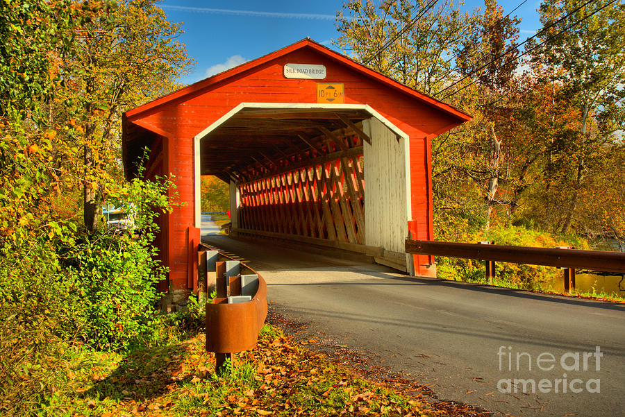 Fall Afternoon At The Silk Covered Bridge Photograph by Adam Jewell