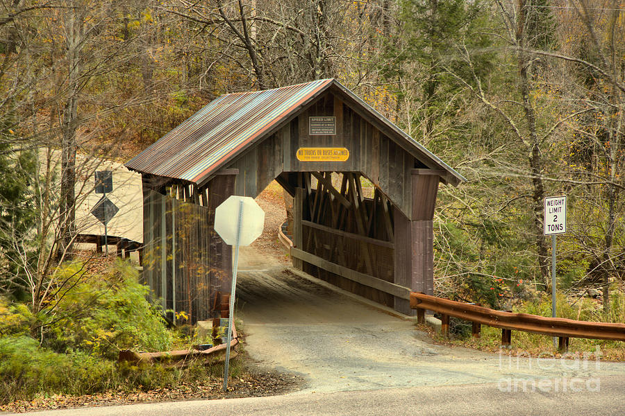Fall At The Gold Brook Covered Bridge Photograph by Adam Jewell
