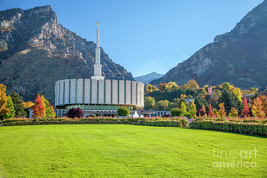 Fall at the Provo Temple Photograph by David Millenheft