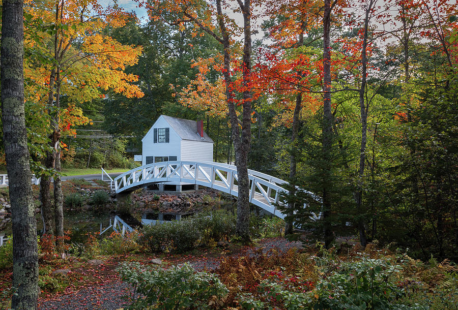 Fall at the Somesville Bridge Photograph by Hershey Art Images