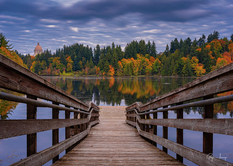 Fall background in a lake Photograph by Pooja Anoop - Pixels
