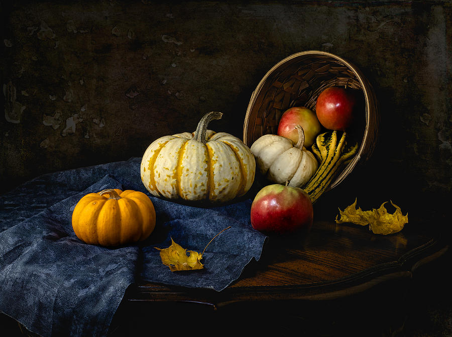 Pumpkin Photograph - Fall Basket by Pierre Desautels