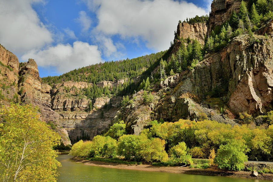 Fall Colors Along Colorado River in Glenwood Canyon Photograph by Ray Mathis