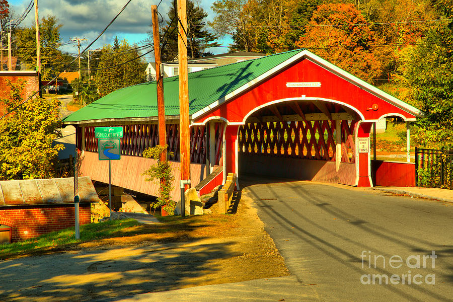 Fall Colors At The West Swanzey Covered Bridge Photograph by Adam Jewell