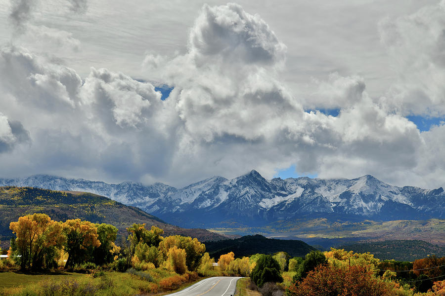 Fall Colors Beneath Sunshine Mountain along Highway 145 Photograph by Ray Mathis