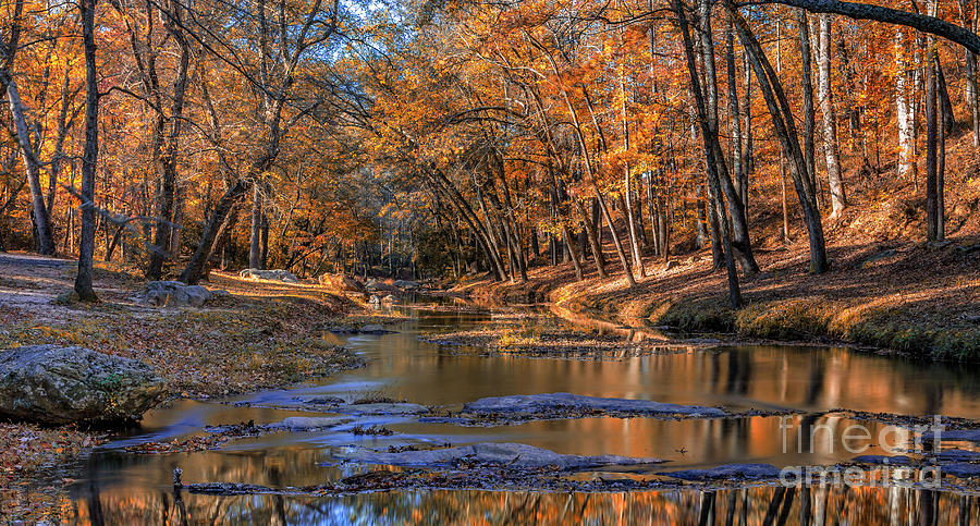 Fall colors on Broad River Photograph by Bernd Laeschke