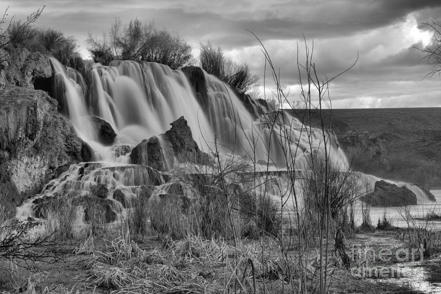 Fall Creek Falls From The Snake River Black And White Photograph by Adam Jewell