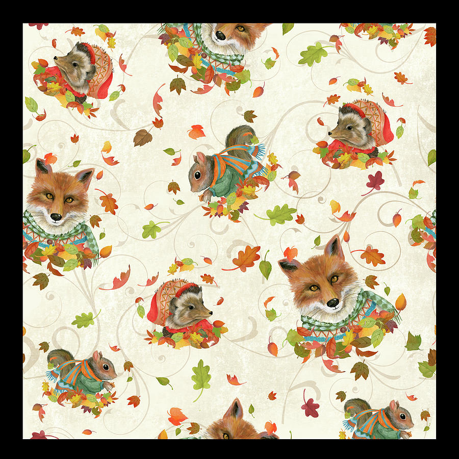 Fox Mixed Media - Fall - Critters Fabric by Fiona Stokes-gilbert
