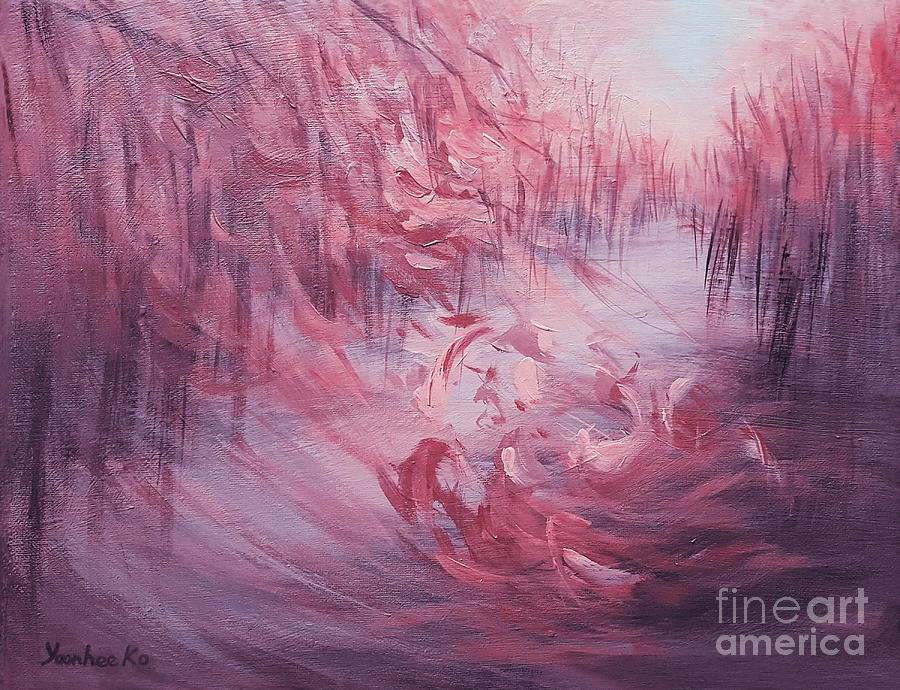Fall Flurry - Purple Painting by Yoonhee Ko