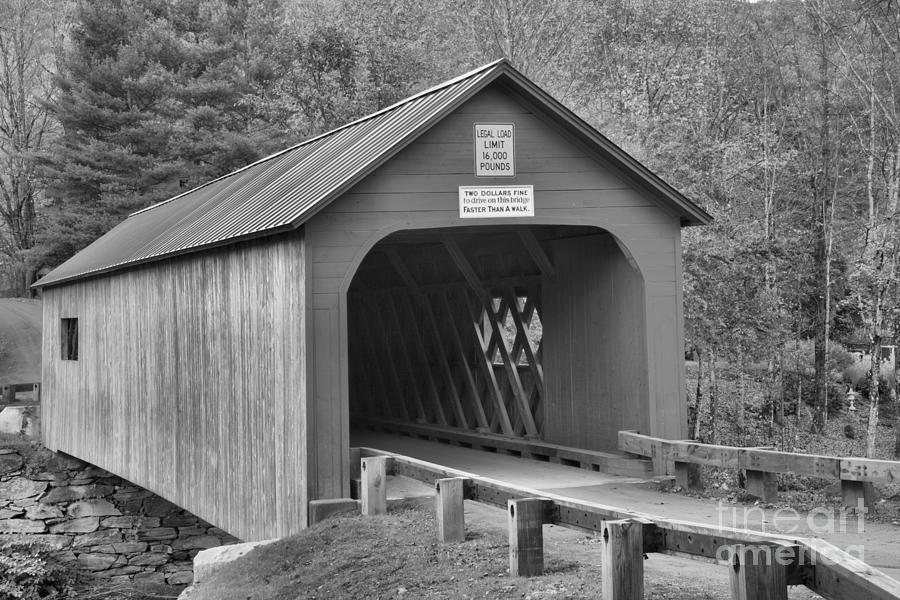 Fall Foliage Around The Green River Covered Bridge Black And White Photograph by Adam Jewell