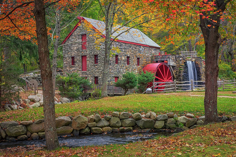 Fall Foliage at the Grist Mill Photograph by Kristen Wilkinson