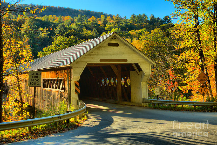 Fall Foliage At The West Dummerston Covered Bridge Photograph by Adam Jewell