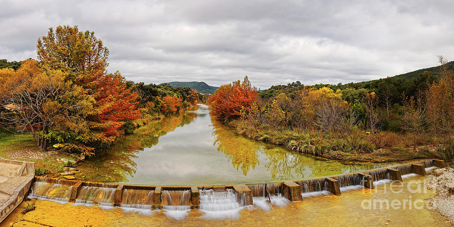 Fall Foliage Panorama Of Sabinal River Dam At Vanderpool - Utopia County Texas Hill Country Photograph