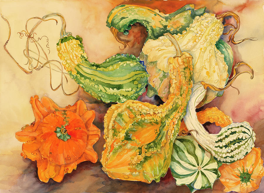 Gourds Painting - Fall Gourds by Joanne Porter