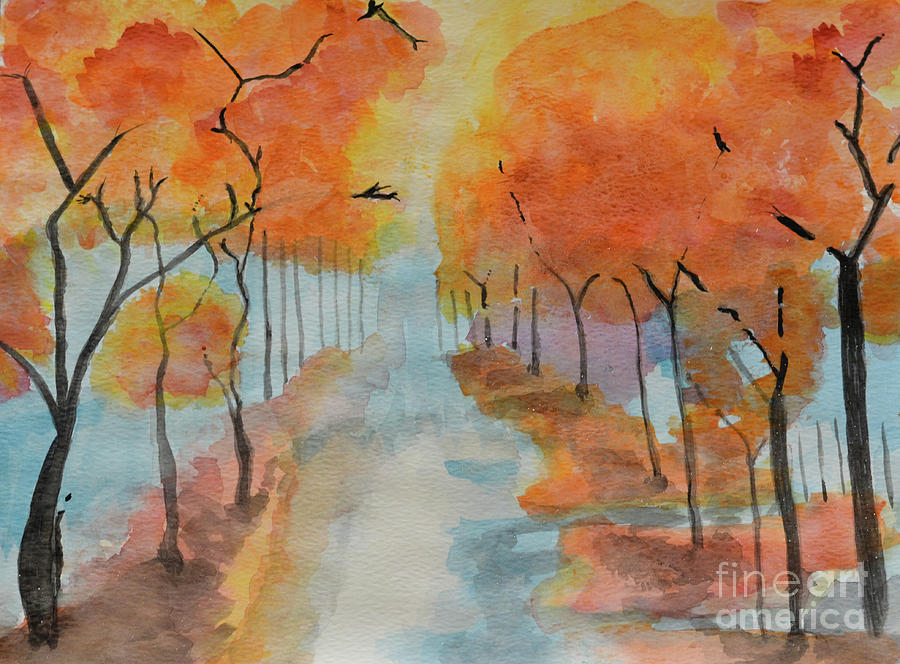 Fall is my fav color - watercolor Painting by Adrian De Leon Art and Photography