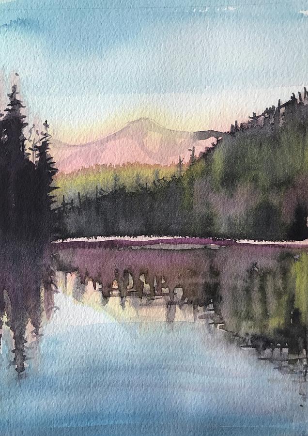 Watercolor Painting - Fall Lake by Luisa Millicent