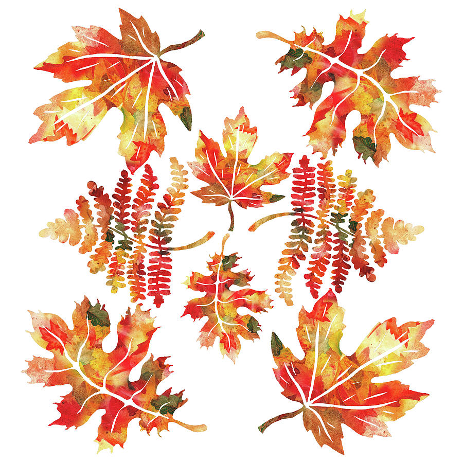Fall Leaves Autumn Dance Watercolor  Painting by Irina Sztukowski