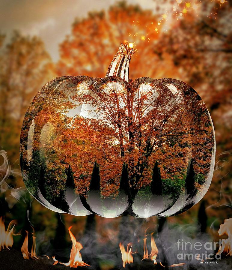 Pumpkin Digital Art - Fall Magic Recipe by Linda Galok