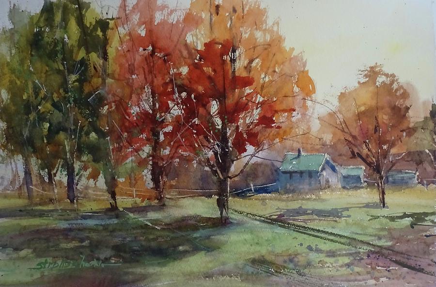 Fall on Cross Road Painting by Sandra Strohschein
