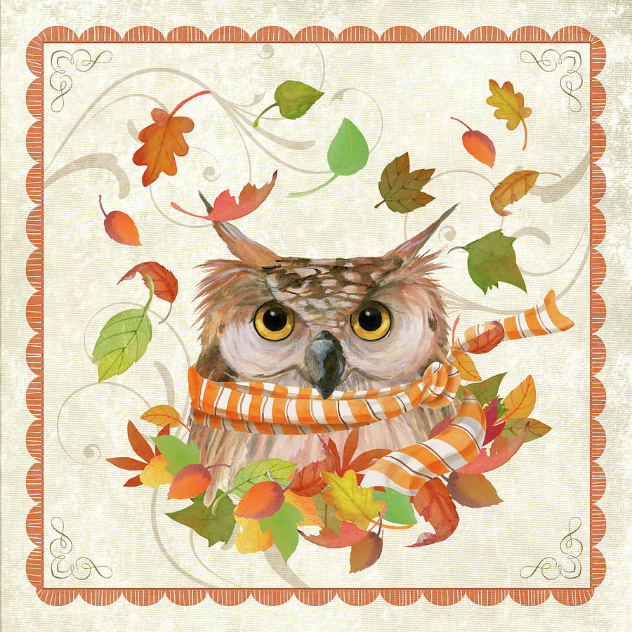 Owl Mixed Media - Fall Owl by Fiona Stokes-gilbert