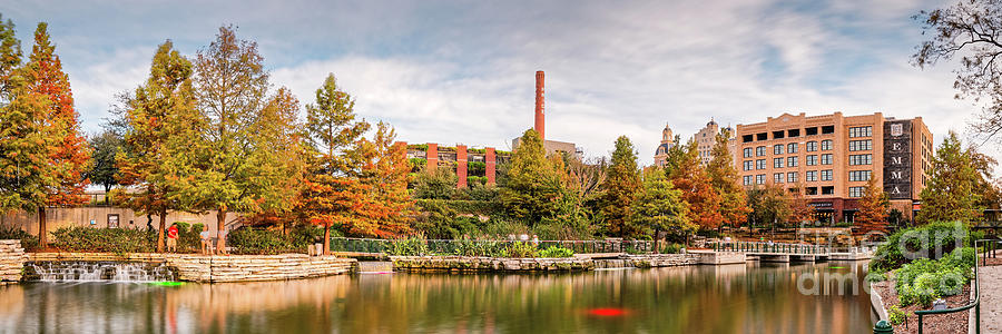 Architecture Photograph - Fall Panorama of Pearl Brewery, Hotel Emma, and San Antonio Riverwalk - Bexas County Texas by Silvio Ligutti