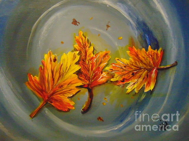 Fall Puddle Painting by Saundra Johnson